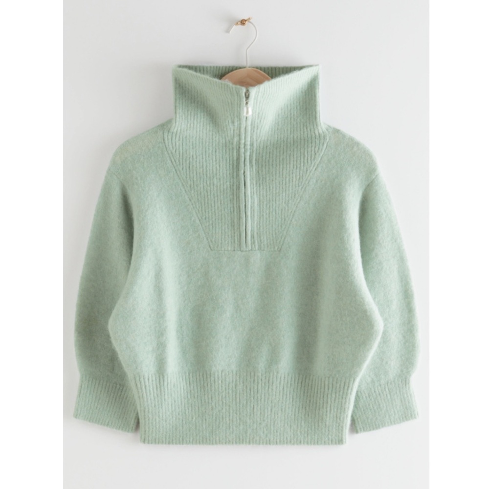 NWT & Other Stories Wool Fuzzy Zip Collar Knit Top Sweater - Picture 9 of 9